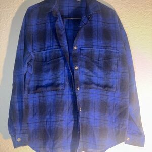 Vici Blue Plaid Long Sleeve Shirt size x small